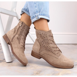 Bottines ajourées en daim femme beige S.Barski HY66-136 6