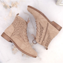 Bottines ajourées en daim femme beige S.Barski HY66-136 3