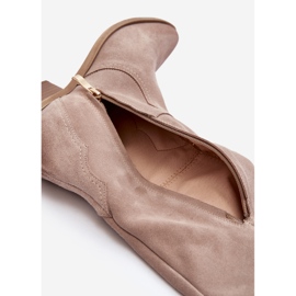 Zazoo 3427 Bottes de cowboy cappuccino en daim pour femme beige 2
