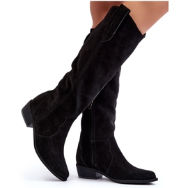 Zazoo 3427 Bottes de cowboy en daim pour femme Noir le noir 11