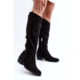 Zazoo 3427 Bottes de cowboy en daim pour femme Noir le noir 5