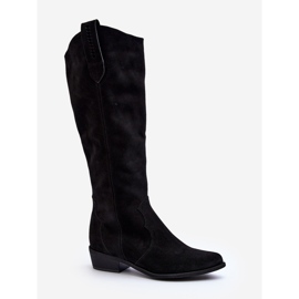 Zazoo 3427 Bottes de cowboy en daim pour femme Noir le noir 3