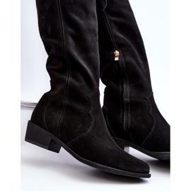 Zazoo 3427 Bottes de cowboy en daim pour femme Noir 2