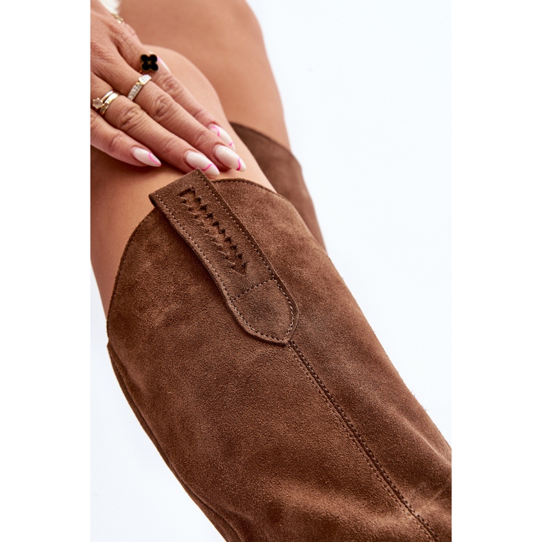 Zazoo 3427 Bottes de cowboy en daim pour femme Marron brun 1