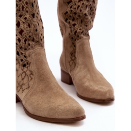 Zazoo 3403 Bottines Ajourées Sur Talons Bas Femme Beige Clair 2 Zazoo 3403 Bottines Ajourées Sur Talons Bas Femme Beige Clair 2