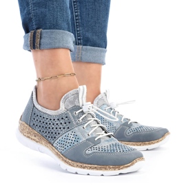 Chaussures femme ajourées bleues Rieker N4255-12 7