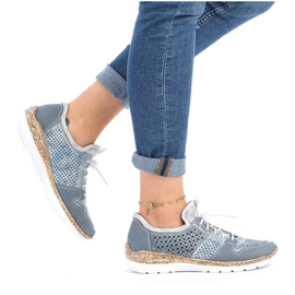 Chaussures femme ajourées bleues Rieker N4255-12 10