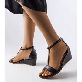 Sandales compensées noires avec strass Flusing 1