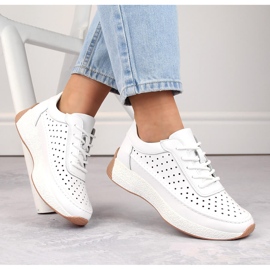 Chaussures femme en cuir ajouré, blanc, Sergio Leone SP013 1