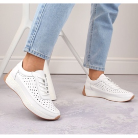 Chaussures femme en cuir ajouré, blanc, Sergio Leone SP013 blanche 2