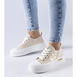 Baskets à plateforme Lawton beiges et dorées 1