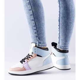 Baskets montantes Eulalie roses et bleues 1
