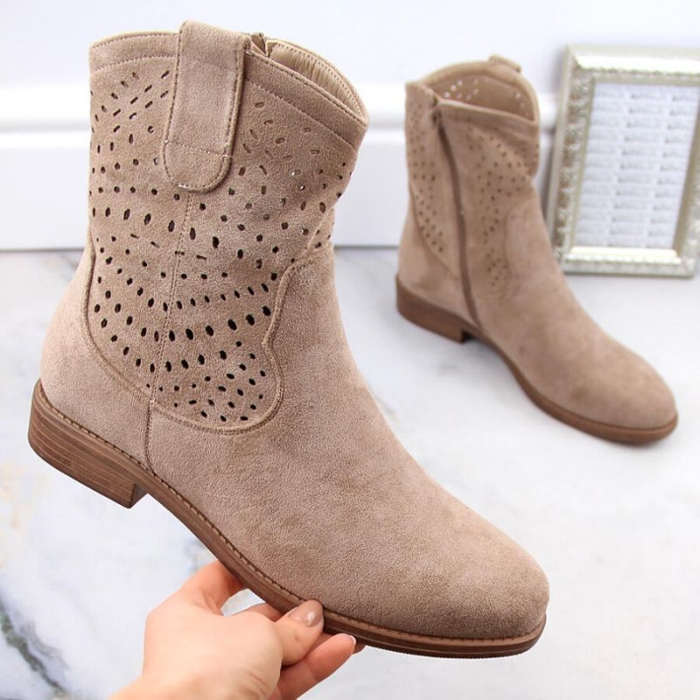 Bottines en daim de S.Barski W OLI243, beige 1