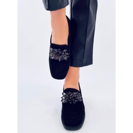 Lorenz Mocassins à talons hauts noirs avec pierres le noir 1