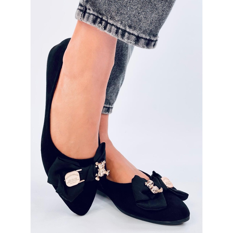 Bonnies Ballerines noires avec ours en peluche 1