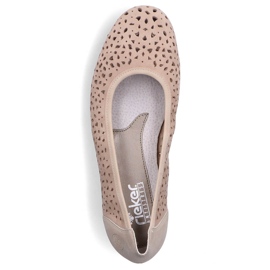 Slip-on femmes cuir beige ajouré Rieker L9365-61 1