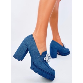 Mocassins à talons hauts Nadina Bleus avec pierres 2