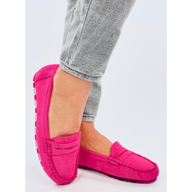 Mocassins femme en daim Anaya Fuchsia rose 2