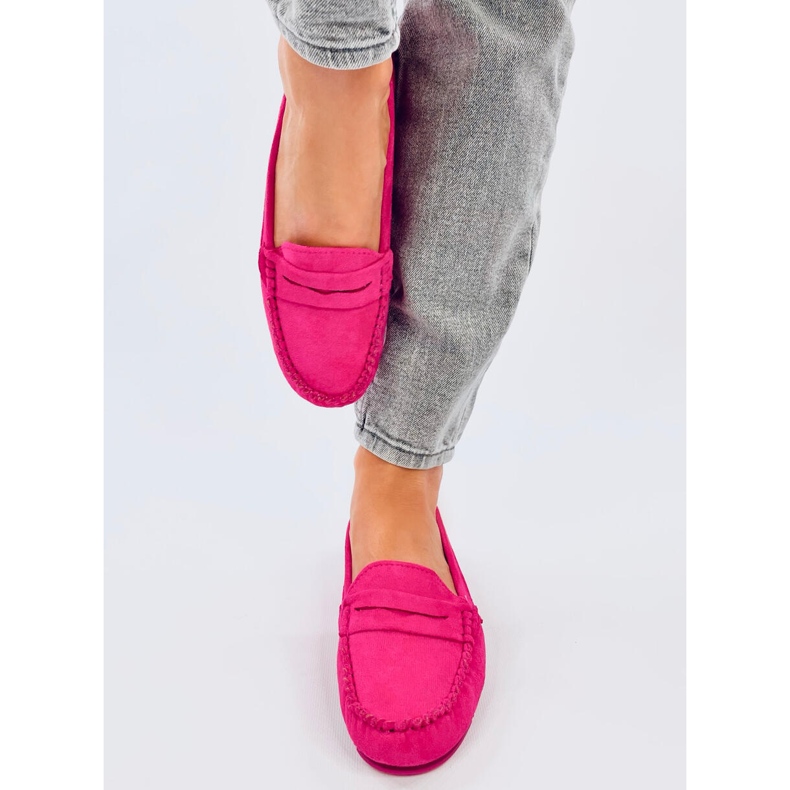 Mocassins femme en daim Anaya Fuchsia rose 1