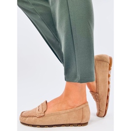 Anaya Mocassins femme en daim Kaki beige 2