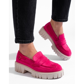 Chaussures femme en daim rose 1