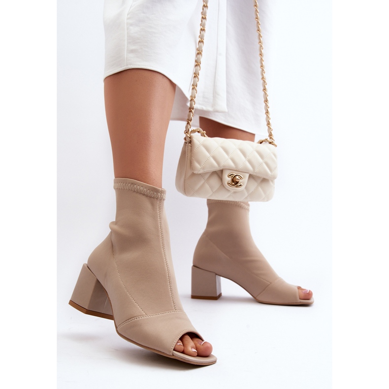 Zazoo 2876 Bottes à talons hauts pour femmes avec bouts ouverts, Beige 2 Zazoo 2876 Bottes à talons hauts pour femmes avec bouts ouverts, Beige 2