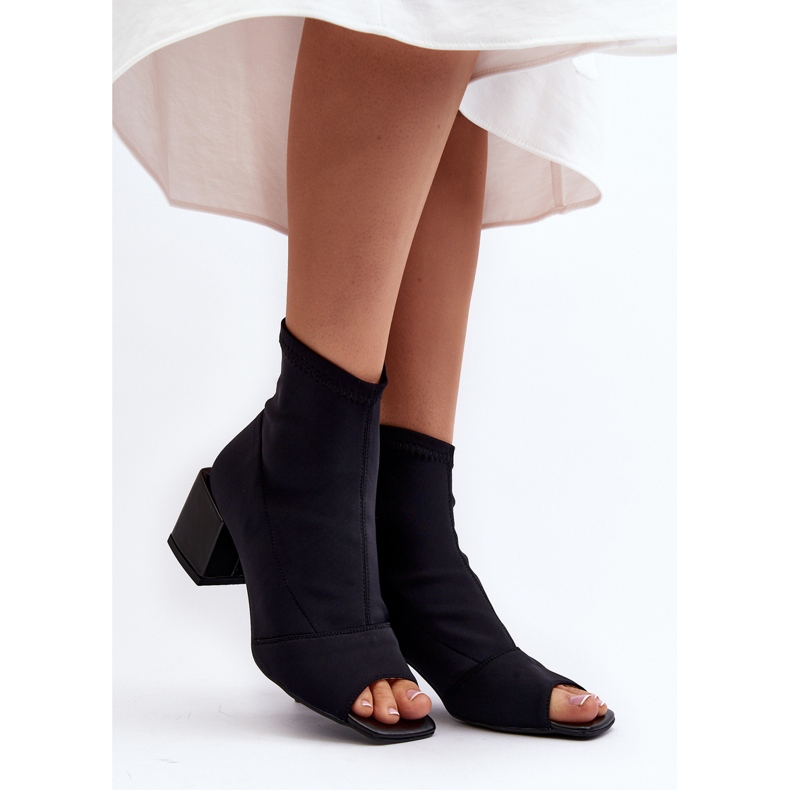 Zazoo 2876 Bottes à talons hauts pour femmes avec bouts ouverts, noir le noir 1