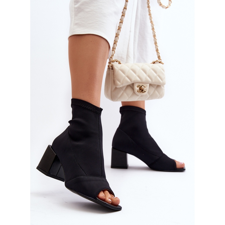 Zazoo 2876 Bottes à talons hauts pour femmes avec bouts ouverts, noir 2