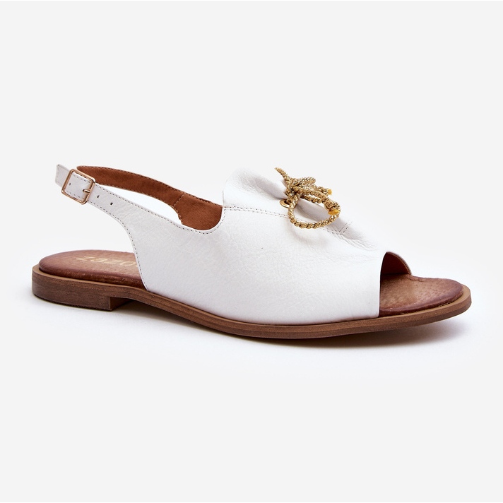 Zazoo Sandales Plates En Cuir 2898 Blanc 1