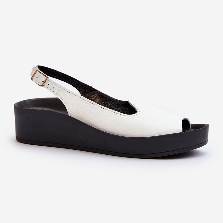 Zazoo 2893, Sandales en Cuir à Semelle Épaisse pour Femme, Blanc 2