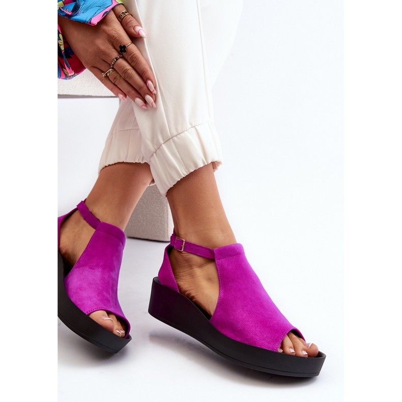 Zazoo 2914 Sandales Femme Daim Fuchsia rose 1