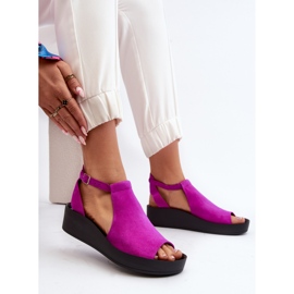 Zazoo 2914 Sandales Femme Daim Fuchsia rose 2