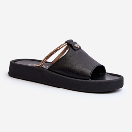 Zazoo 2896 Tongs en cuir pour femme, noir 1