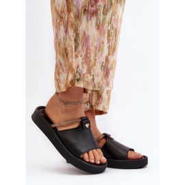 Zazoo 2896 Tongs en cuir pour femme, noir 2