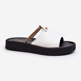 Zazoo 2896 Tongs en cuir pour femme, blanc 2