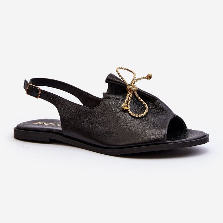 Zazoo Sandales Plates En Cuir 2898 Noir 1