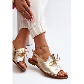 Zazoo 2898 Sandales Plates en Cuir Doré G1/2 1