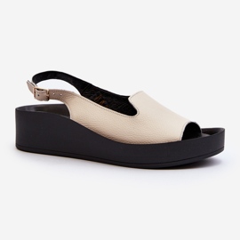 Zazoo 2893, Sandales en Cuir à Semelle Épaisse pour Femme, Beige Clair 1