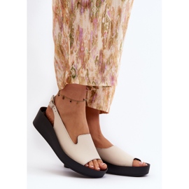 Zazoo 2893, Sandales en Cuir à Semelle Épaisse pour Femme, Beige Clair 2