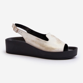 Zazoo 2893, Sandales Femme en Cuir à Semelle Épaisse, Doré Brossé d'or 1
