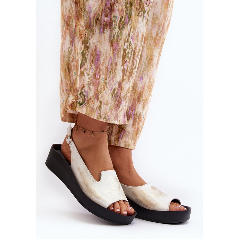 Zazoo 2893, Sandales Femme en Cuir à Semelle Épaisse, Doré Brossé 2