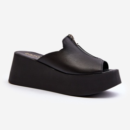 Zazoo 2916 Tongs pour femmes sur une plateforme massive avec une fermeture éclair, noir le noir 2