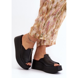 Zazoo 2916 Tongs pour femmes sur une plateforme massive avec une fermeture éclair, noir le noir 4
