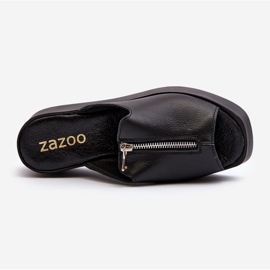 Zazoo 2916 Tongs pour femmes sur une plateforme massive avec une fermeture éclair, noir le noir 7