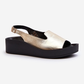 Zazoo 2893, Sandales en Cuir à Semelle Épaisse pour Femme, Doré 2