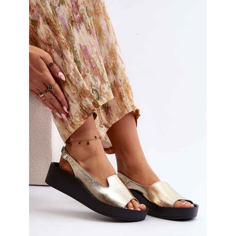 Zazoo 2893, Sandales en Cuir à Semelle Épaisse pour Femme, Doré 1