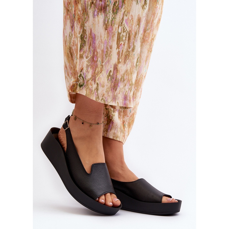 Zazoo 2893, Sandales en Cuir à Semelle Épaisse pour Femme, Noir 2