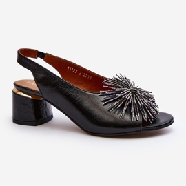 Sandales en cuir avec décoration Laura Messi 2719 Noir le noir 2 Sandales en cuir avec décoration Laura Messi 2719 Noir le noir 2