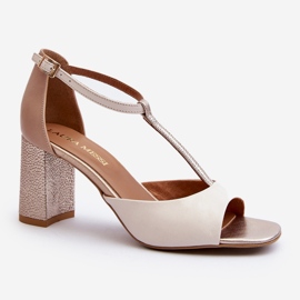 Sandales en cuir à talon haut Laura Messi 2759 Beige 2