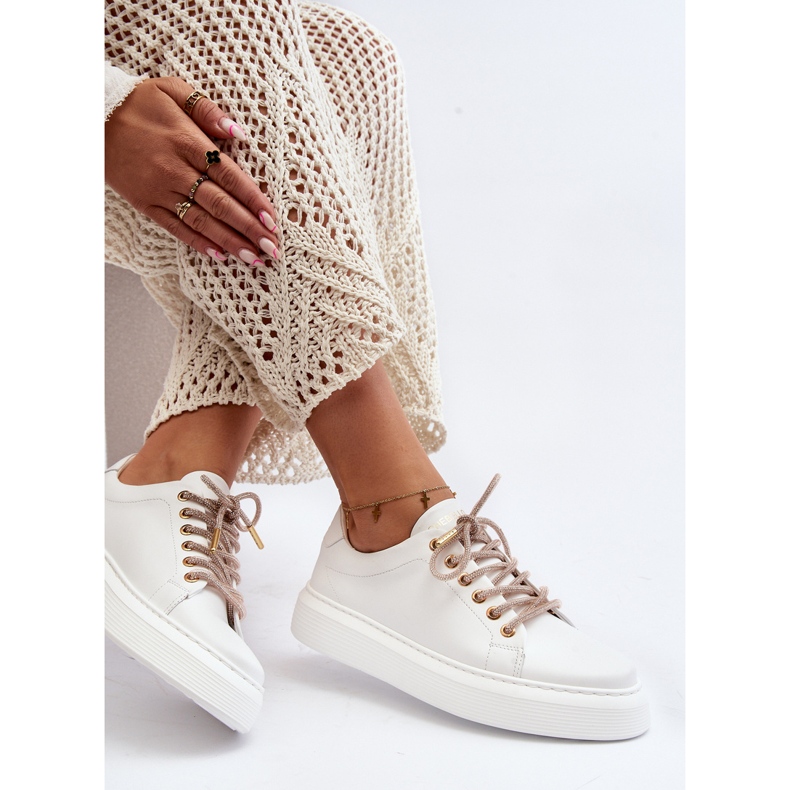 Chaussures de sport en cuir pour femmes CheBello 4362 blanc 1